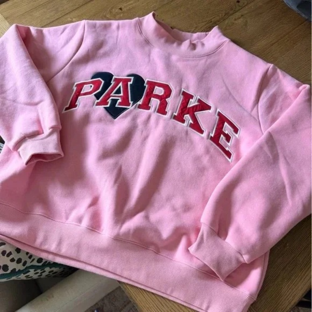 Parker Pink Sweatshirt with Bold Lettering